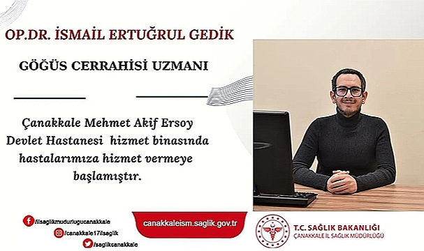 ÇANAKKALE'YE BİR UZMAN DOKTOR DAHA