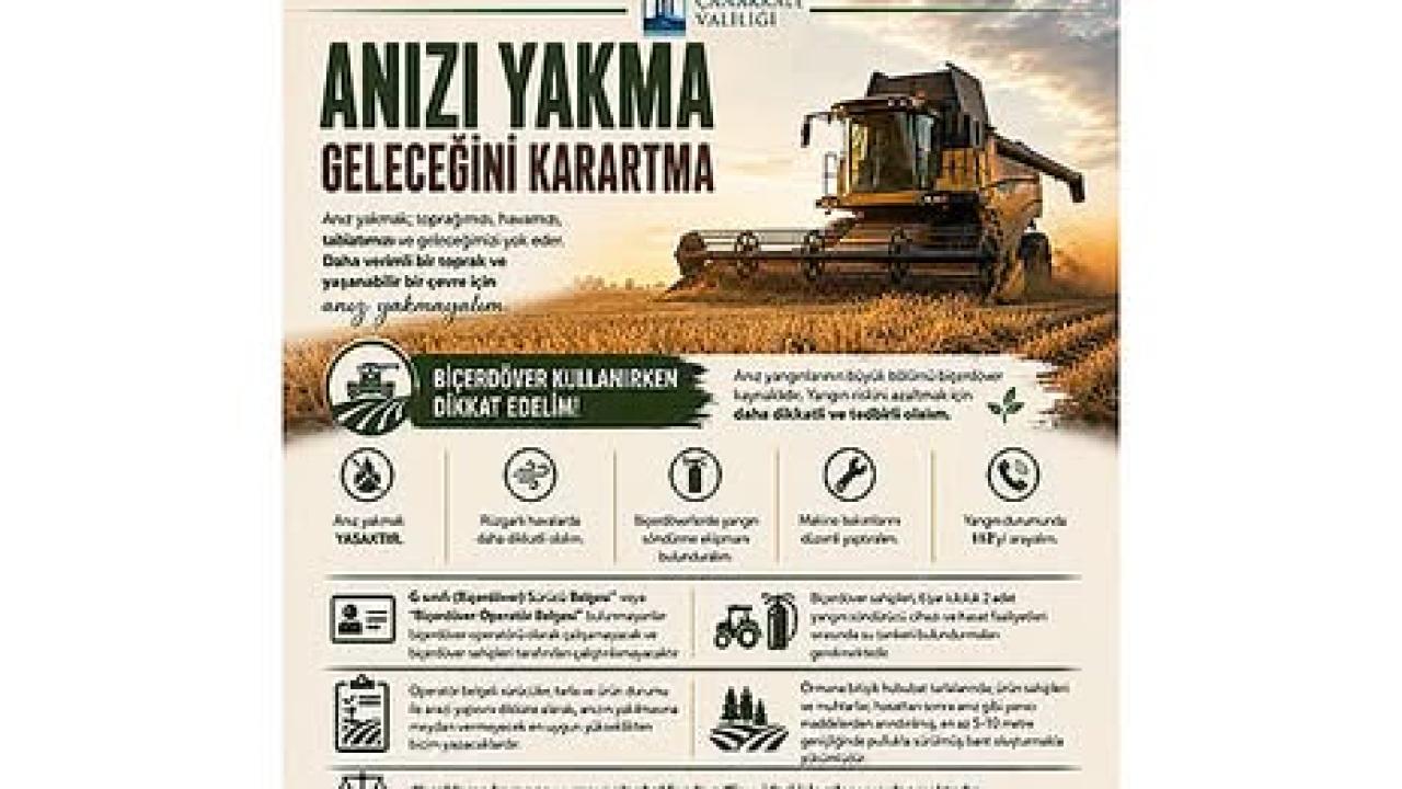 ÇANAKKALE VALİLİĞİ'NDEN HASAT DÖNEMİ ÖNCESİ ÜRETİCİLERE UYARI!